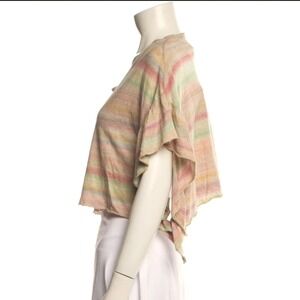 IRO Paris Womens XS Multicolor Pastel Stripe Ruffle Sleeve Crop Top New $325